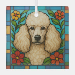 Cream Poodle Dog "Stettingglas" Ornament Aus Glas