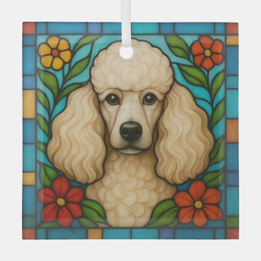 Cream Poodle Dog "Stettingglas" Ornament Aus Glas (Vorderseite)