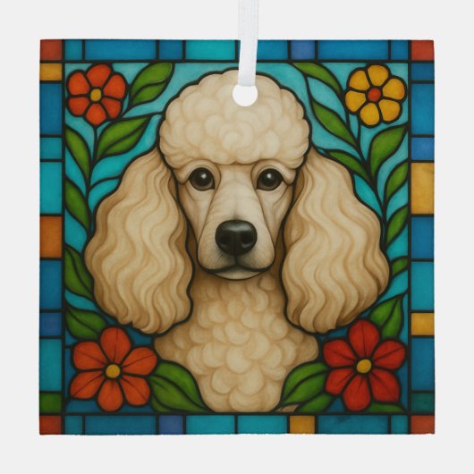 Cream Poodle Dog "Stettingglas" Ornament Aus Glas (Rückseite)