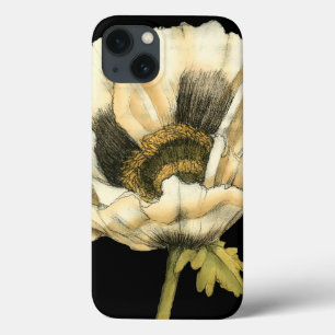 Cream Poppy Blume im schwarzen Hintergrund Case-Mate iPhone Hülle
