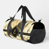 Cream Poppy Blume im schwarzen Hintergrund Duffle Bag (Rechte Ecke)