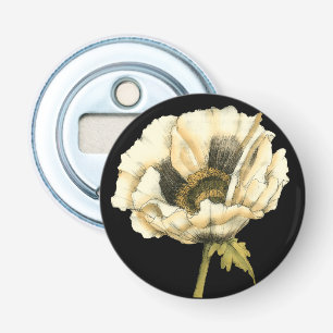 Cream Poppy Blume im schwarzen Hintergrund Flaschenöffner