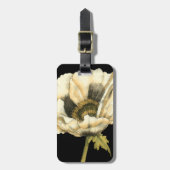 Cream Poppy Blume im schwarzen Hintergrund Gepäckanhänger (Vorderseite vertikal)