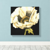 Cream Poppy Blume im schwarzen Hintergrund Leinwanddruck (Insitu (Holzboden))