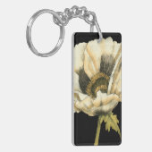 Cream Poppy Blume im schwarzen Hintergrund Schlüsselanhänger (Vorderseite links)