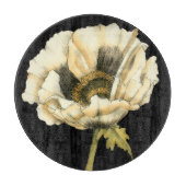 Cream Poppy Blume im schwarzen Hintergrund Schneidebrett (Vorderseite)