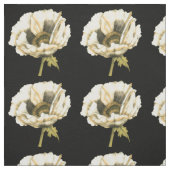 Cream Poppy Blume im schwarzen Hintergrund Stoff (Muster)