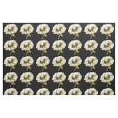 Cream Poppy Blume im schwarzen Hintergrund Stoff (Fat Quarter (45,7 x 55,9 cm))