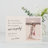 Cream Post Wedding Update Save the Date (Stehend Vorderseite)