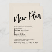 Cream Postpected Wedding New Plan Update Card Einladung (Vorne/Hinten)