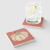 Cream Pumpkin on Dark Orange Steinuntersetzer (Seitenansicht)