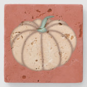 Cream Pumpkin on Dark Orange Steinuntersetzer (Vorderseite)