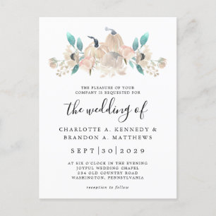 Cream Pumpkin und Eukalyptus Fall Chic Einladung Postkarte