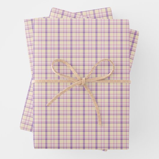 Cream Purple Plaid Classic Pattern Retro Geschenkpapier Set (Beispiel)