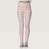 Cream Purple Plaid Classic Pattern Retro Leggings (Vorderseite)