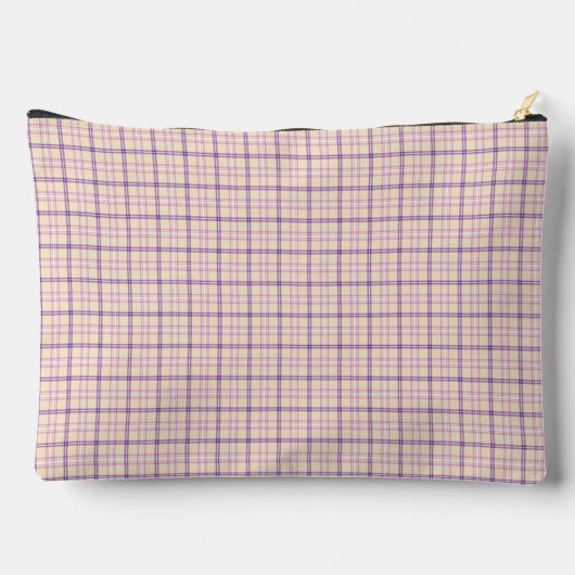 Cream Purple Plaid Classic Pattern Retro Zubehörtasche (Rückseite)