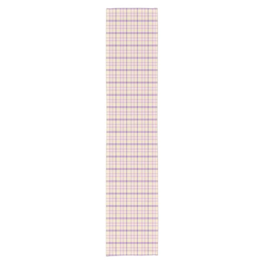 Cream Purple Plaid Classic Pattern Table Runner Kurzer Tischläufer (Vorderseite)