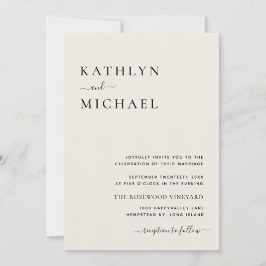 Cream QR-Code in einer modernen Minimalistischen H Einladung (Vorderseite)