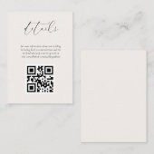 Cream QR Code Wedding Website Enclosure Card Begleitkarte (Vorne/Hinten)