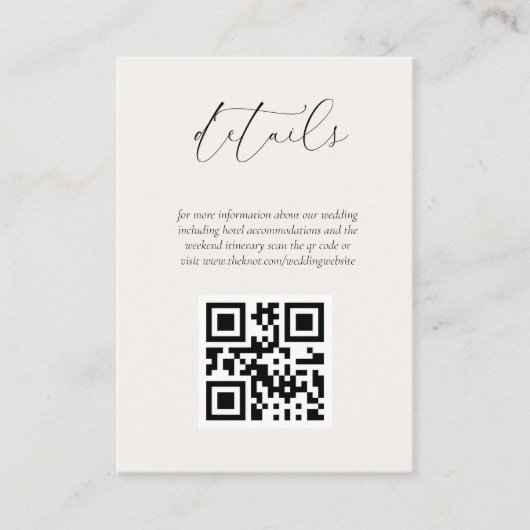 Cream QR Code Wedding Website Enclosure Card Begleitkarte (Vorderseite)