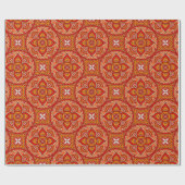 Cream Red and Orange Circle Mandala Geschenkpapier (Flach)