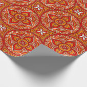 Cream Red and Orange Circle Mandala Geschenkpapier (Ecke)