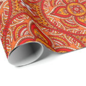Cream Red and Orange Circle Mandala Geschenkpapier (Rolleneckpunkt)