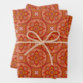 Cream Red and Orange Circle Mandala Geschenkpapier Set (Beispiel)