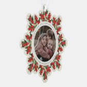 Cream Red Berries+Greenery Holiday Paper Ornament Karte (Rechts)