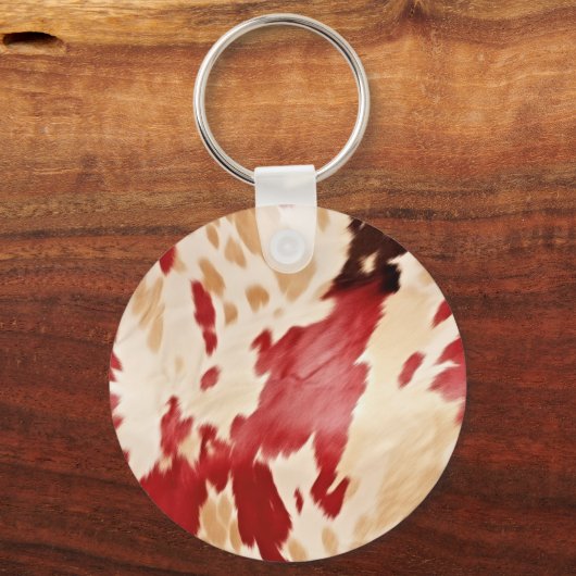 Cream Red Black Cowhide Weihnachten Schlüsselanhänger (Rückseite)