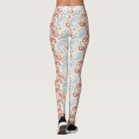 Cream-Red-Blue Paisley Leggings (Rückseite)