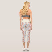 Cream-Red-Blue Paisley Muster High Waisted Capris (Rückseite)