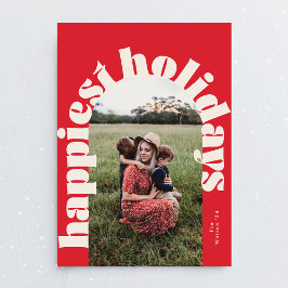 Cream Red Bold Typografy Christmas One Foto Feiertagskarte