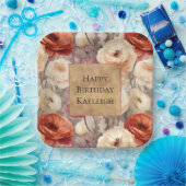 Cream Red Burgundy Floral Geburtstag Pappteller (Party)