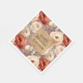 Cream Red Burgundy Floral Geburtstag Serviette (Ecke)