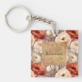 Cream Red Burgundy Floral Schlüsselanhänger (Vorderseite)