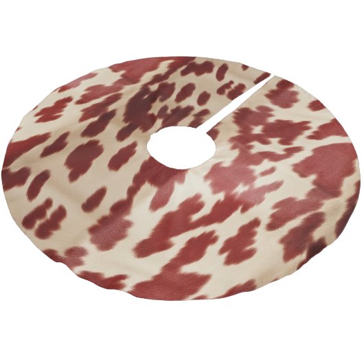 Cream Red Cowhide Weihnachten Polyester Weihnachtsbaumdecke (Schrägansicht)