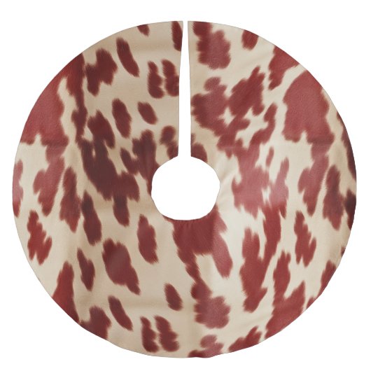Cream Red Cowhide Weihnachten Polyester Weihnachtsbaumdecke (Vorderseite)