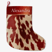 Cream Red Cowhide Weihnachtsname Großer Weihnachtsstrumpf (Vorderseite)