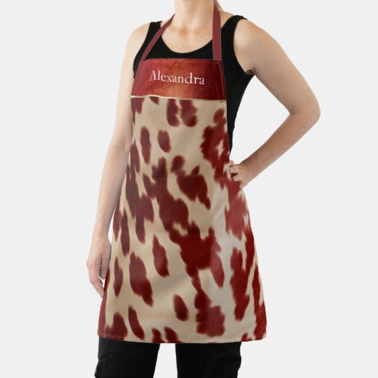 Cream Red Cowhide Weihnachtsname Schürze (InSitu)