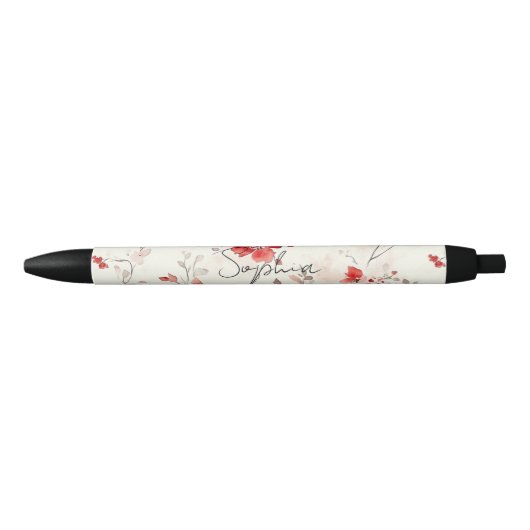 Cream Red Floral Kugelschreiber (Vorderseite)