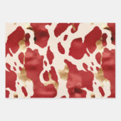 Cream Red Gold Western Cowhide Geschenkpapier Set (Vorderseite)