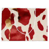 Cream Red Gold Western Cowhide Howdy Große Geschenktüte (Rückseite)