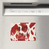 Cream Red Gold Western Cowhide Howdy Magnet (In Situ (Geschirrspüler))