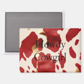 Cream Red Gold Western Cowhide Howdy Magnet (Vorderseite/Rückseite)