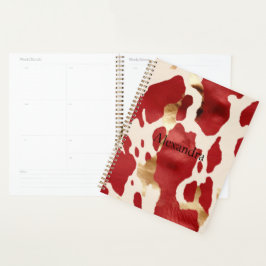 Cream Red Gold Western Cowhide Howdy Planer