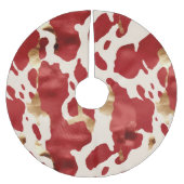 Cream Red Gold Western Cowhide Howdy Polyester Weihnachtsbaumdecke (Vorderseite)