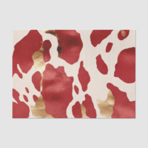 Cream Red Gold Western Cowhide Howdy Seidenpapier
