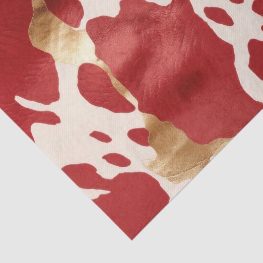 Cream Red Gold Western Cowhide Howdy Seidenpapier (Ausschnitt)