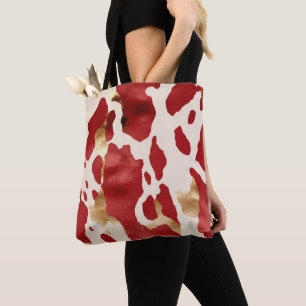 Cream Red Gold Western Cowhide Howdy Tasche